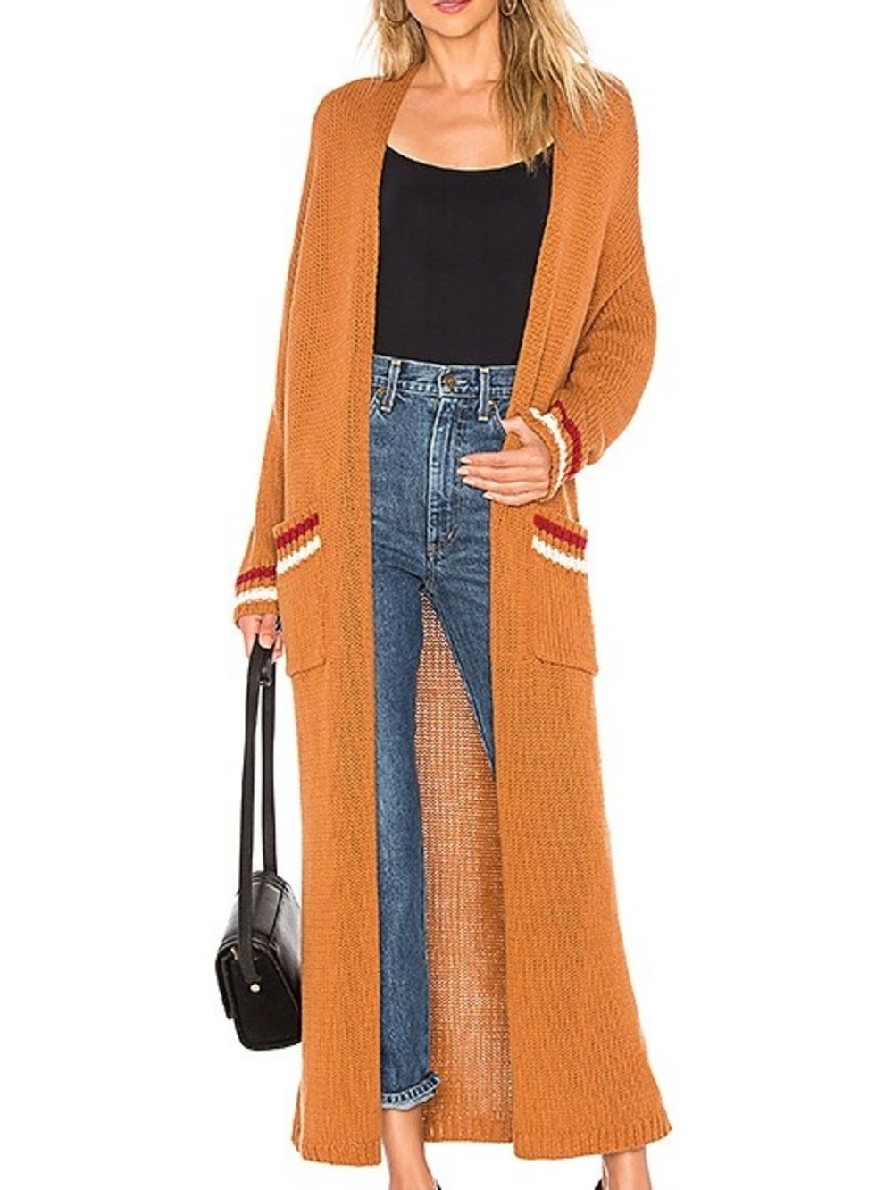 LPA Long Open-Front Women's Cardigan Sweater - Rust
